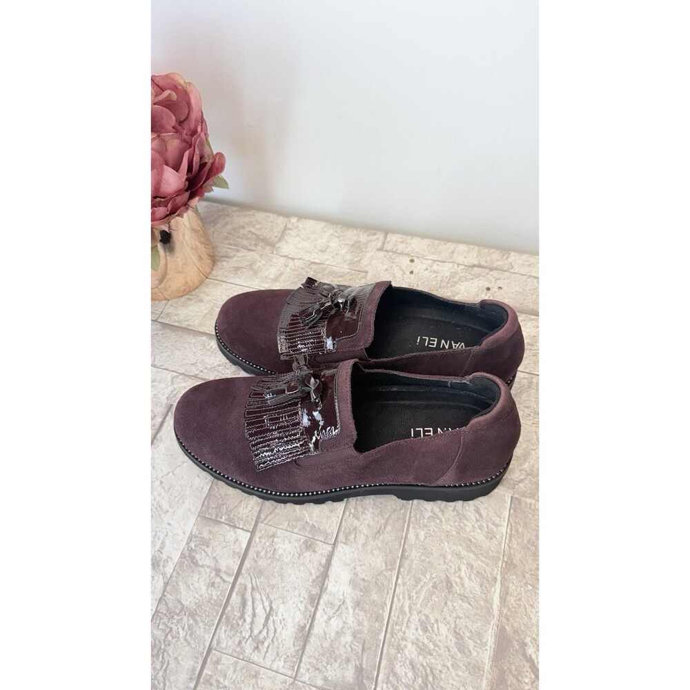 Van Eli Loafers  Leather Suede Round Toe Kiltie Tassel Block Heel Shoes US 6.5M - Picture 4 of 16